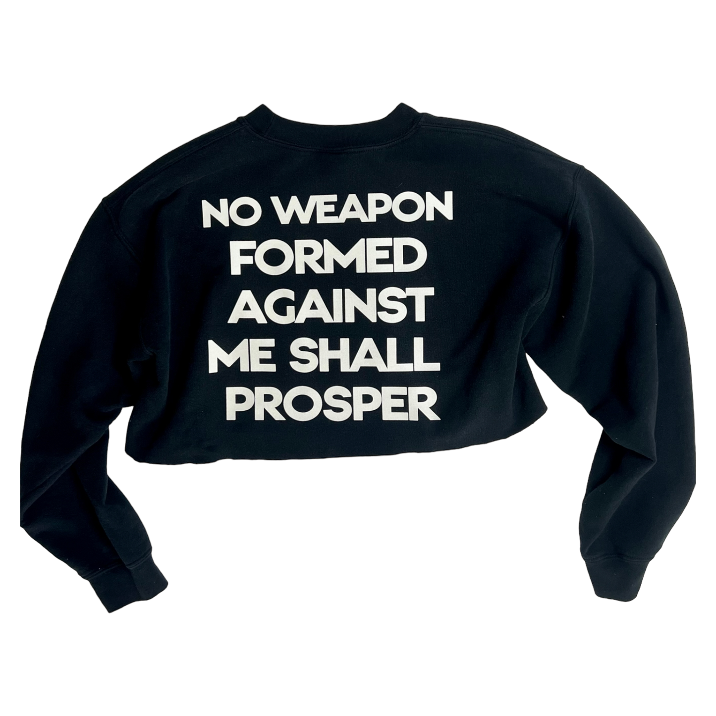 Black Crop Top “No Weapon..” Long Sleeve